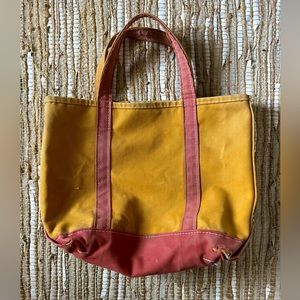 Vintage Rare LL Bean Tote Nantucket Red Straps and Gold Tan Body US made